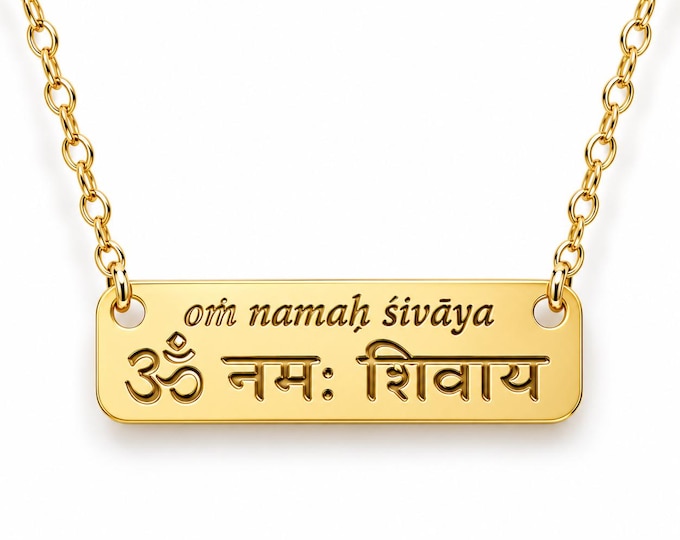 Om Namah Shivaya Necklace, Shiva Mantra Pendant, Sanskrit Yoga Jewelry, Meditation Gift, Hindu Spiritual Talisman