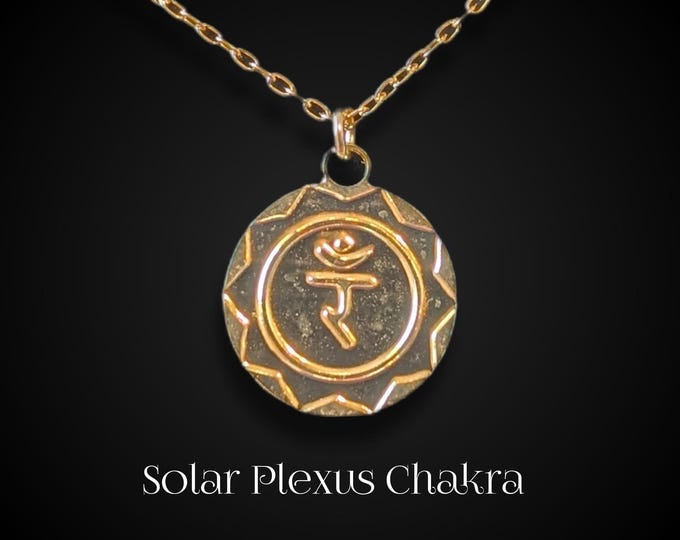 Manipura Chakra Pendant Necklace, Gold Plated Yoga Jewelry