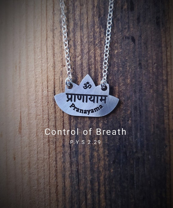 Pranayama (Breath Expending) necklace, Ashtanga Yoga pendant, Patanjali yoga Sutras. One peice Only. hand-made.