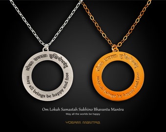 Om Lokah Samastah Mantra Necklace, Sterling Silver Yoga Jewelry