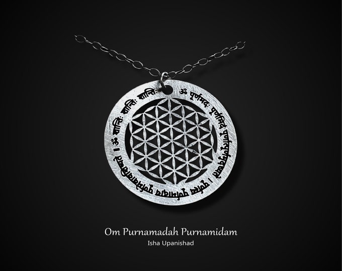 Om Purnamadah Mantra Necklace, Sacred Geometry, Yoga Jewelry