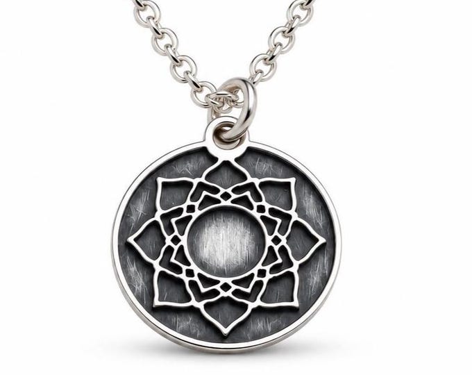 Lotus Flower Necklace, Gold or Silver Plated Coin Pendant, Mandala Jewelry, New Beginnings