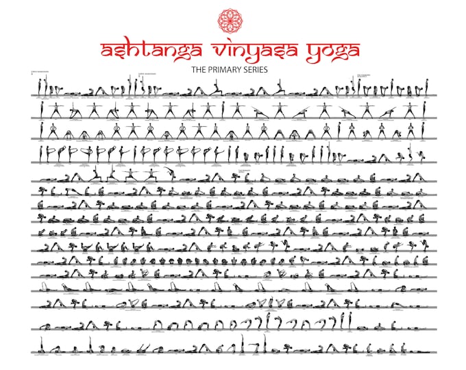 Ashtanga Yoga Primary Series Print, Yoga Studio Decor (PDF)