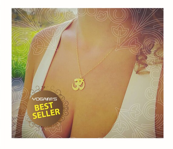 14k Gold plated OM pendant. neckless for woman.