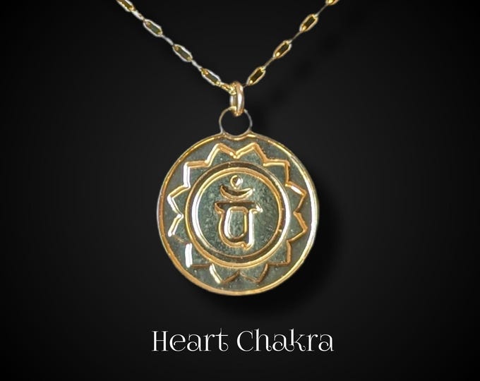 Anahata Heart Chakra Pendant Necklace, Gold Plated Spiritual Jewelry
