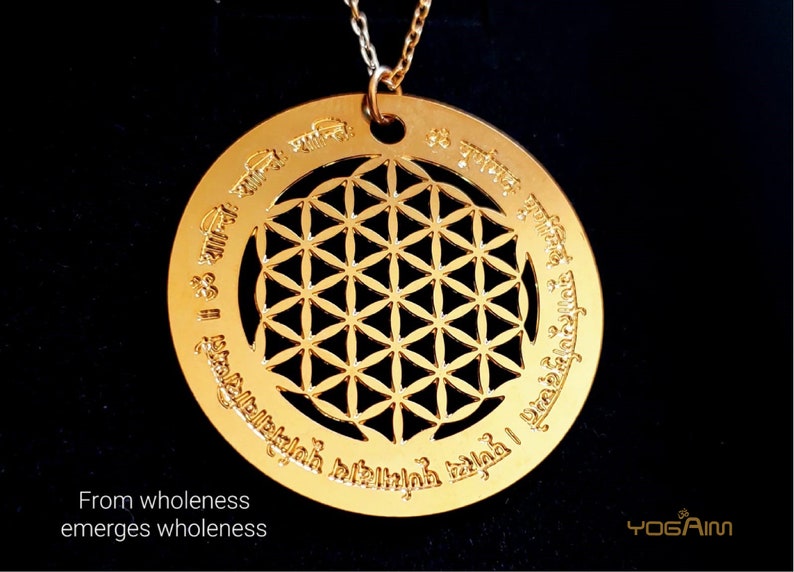 Om Purnamadah Necklace, Sanskrit Mantra Necklace, Sacred Geometry Jewelry, Flower of life Necklace, Yoga Necklace, Spiritual Necklace image 7