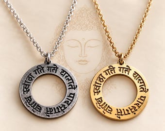 Heart Sutra Sanskrit Necklace, Buddhism Bodhi Jewelry