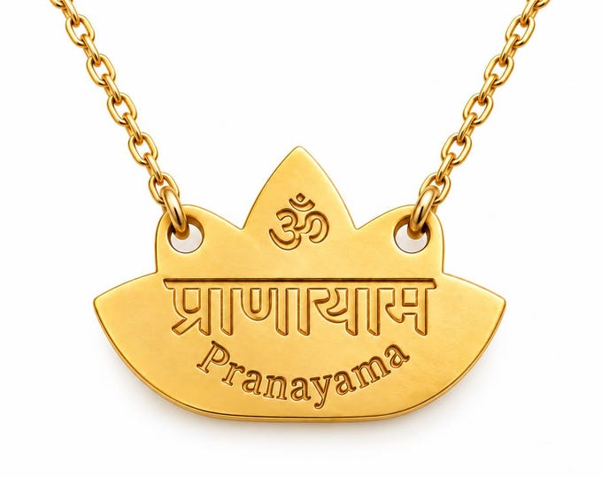 Pranayama Necklace, Sanskrit Breathwork Pendant, Patanjali Yoga Sutras Jewelry, Yoga Teacher Gift