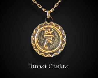 Vishuddha Throat Chakra Pendant, Gold Plated Yoga Necklace