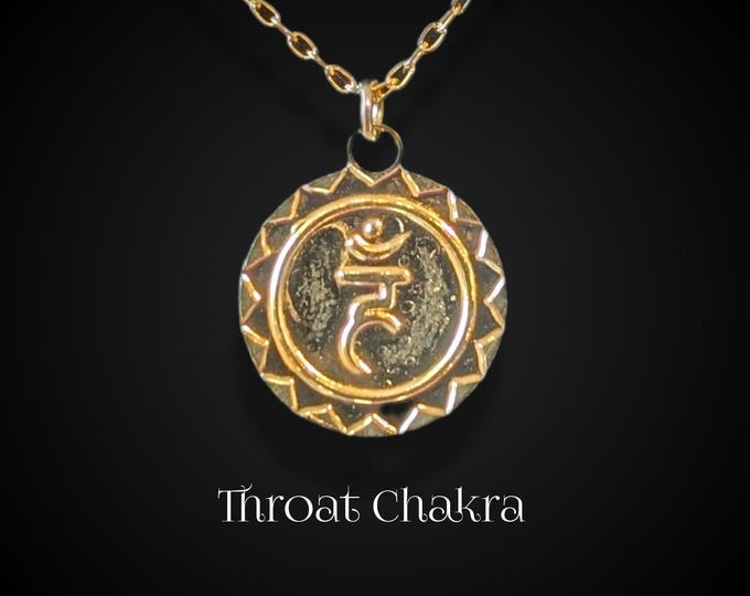 Vishuddha Throat Chakra Pendant, Gold Plated Yoga Necklace