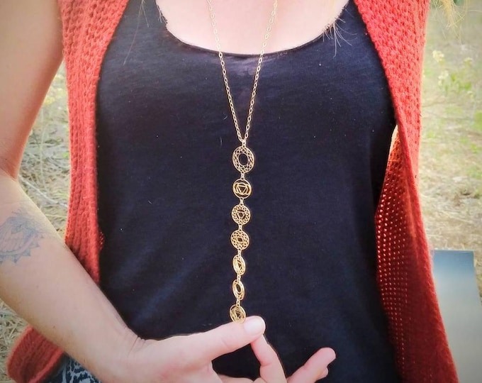 Seven Chakra Yantra Necklace, Yoga Jewelry, Spiritual Talisman