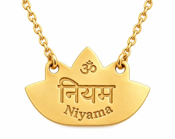 Niyama Lotus Pendant, Ashtanga Yoga, Gold or Silver Necklace
