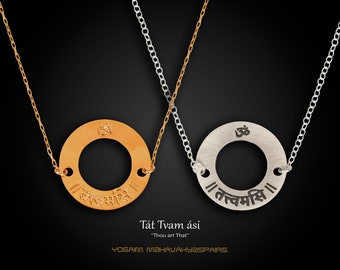 Silver & Gold Tat Tvam asi Pendants, I Am That, Sanskrit Necklaces, MahAvAkyas Pendants, Chandogya Upanishad, Yoga Jewelry, Unisex Yoga Gift