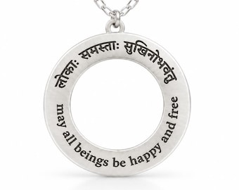 Lokah Samastah Sukhino Bhavantu Necklace | Metta Loving Kindness Jewelry | Sanskrit Mantra World Peace Gift