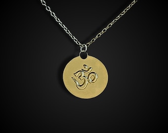 Dainty Om Necklace, 14k Gold Plated, Yoga Jewelry