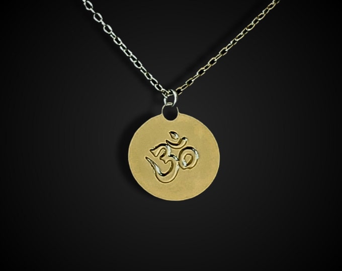 Dainty Om Necklace, 14k Gold Plated, Yoga Jewelry