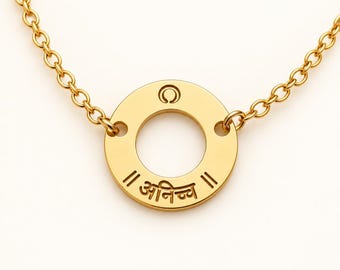 Anicca Enso Necklace, Zen Buddhist Jewelry, Impermanence Pendant, Symbol of Change and Flow, Mindfulness Gift