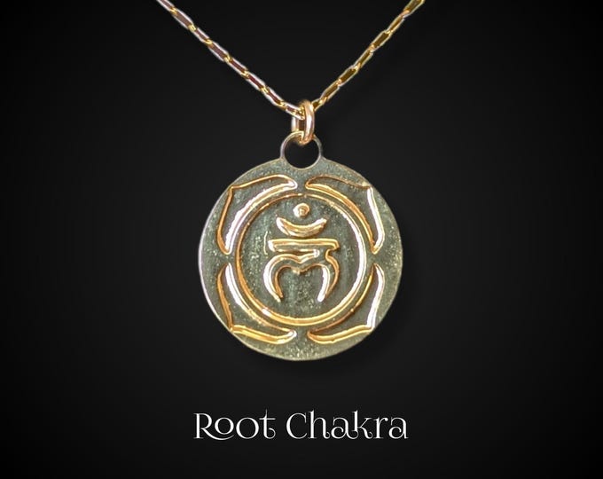 Muladhara Chakra Pendant, 14k Gold Plated, Yoga Gift
