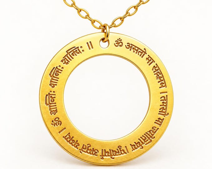 Asato Ma Sad Gamaya Necklace, Sanskrit Mantra Pendant, From Darkness to Light, Upanishad Jewelry