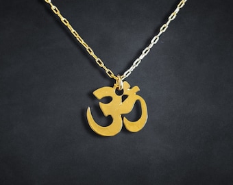 Dainty Gold Om Necklace, Aum Pendant, Yoga Jewelry