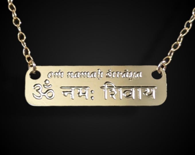 Om Namah Shivaya Mantra Necklace, Sterling Silver Yoga Jewelry
