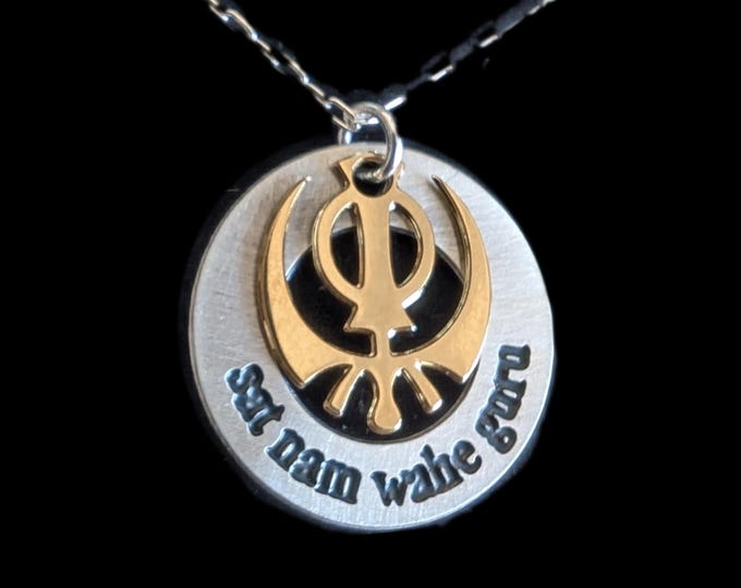 Khanda Adi Shakti Necklace, Yantra Pendant, Sikh Symbol, Religious Necklace