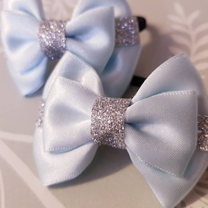 Satin blue mini bows, satin ribbon bows, ribbon bows, gifts for girls, Christmas gifts, hair bows, hair accessories