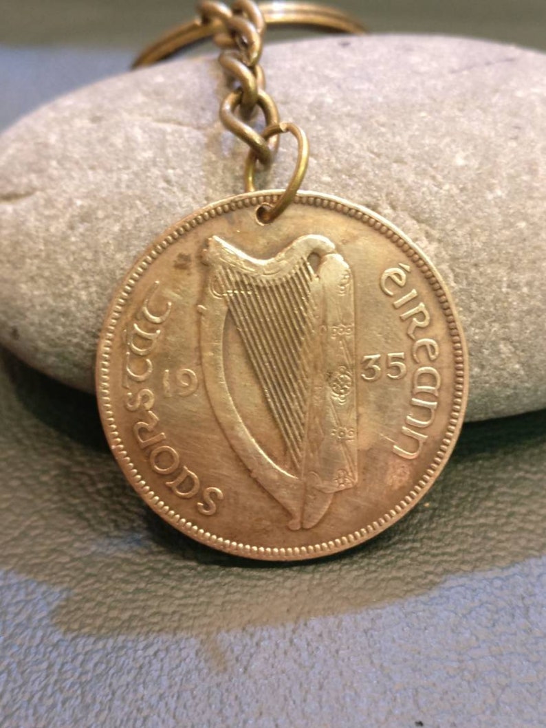 Birthday Gift Coin Keychain Gift Ready Comes in Gift bag Handbag Charm 1935 Irish Penny Coin Keyring