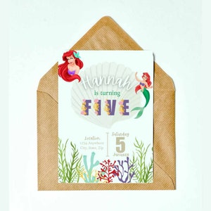 The Little Mermaid - The Little Mermaid Birthday - Ariel - The Little Mermaid Birthday Invitations - Digital Invitations - Digital Download