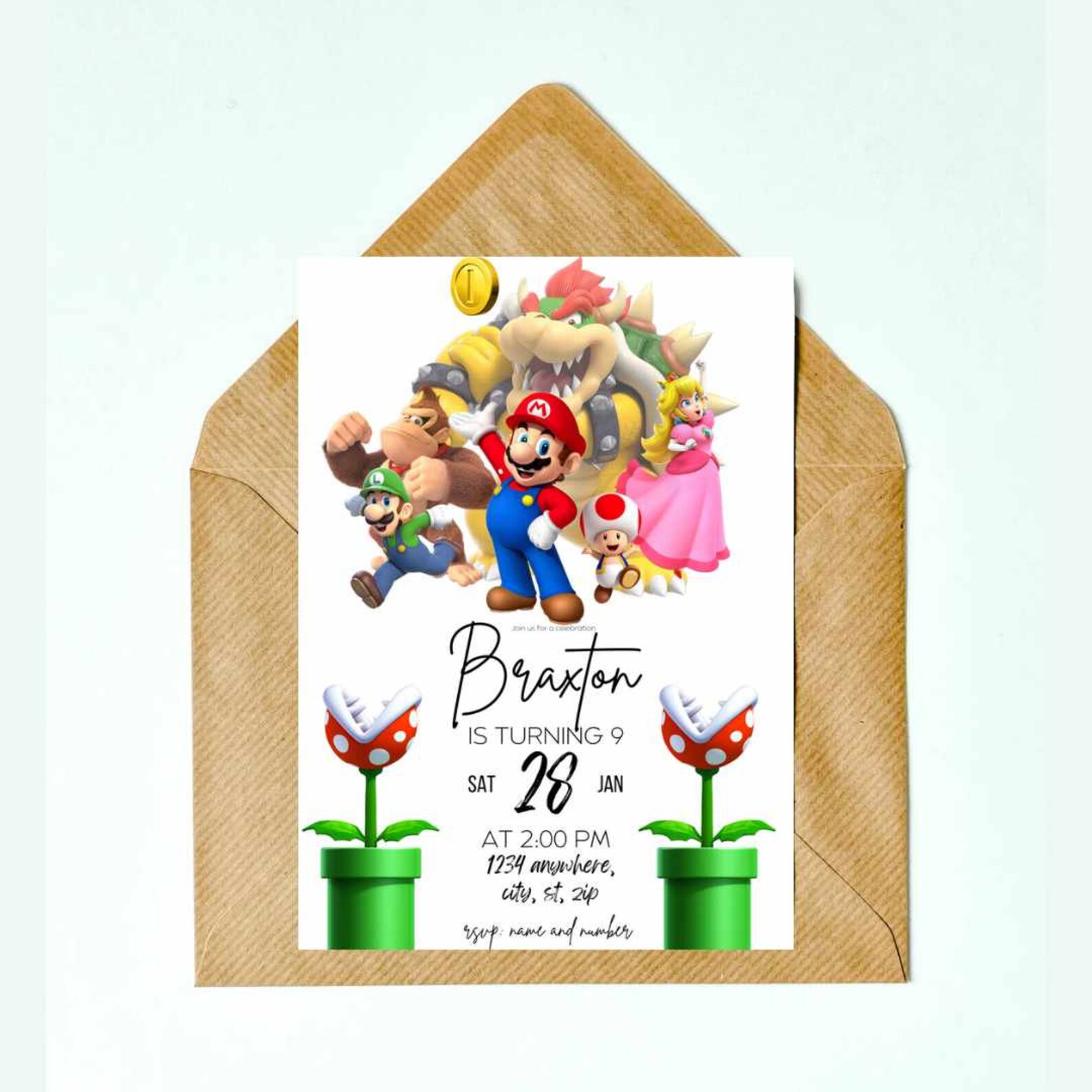 Super Mario Brothers - Super Mario Birthday - Super Mario Invitation ...