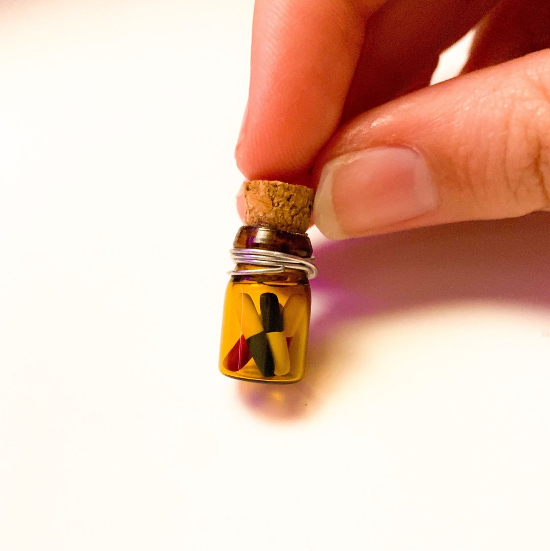 Miniature Antique Medicine/pill Bottle Necklace Etsy