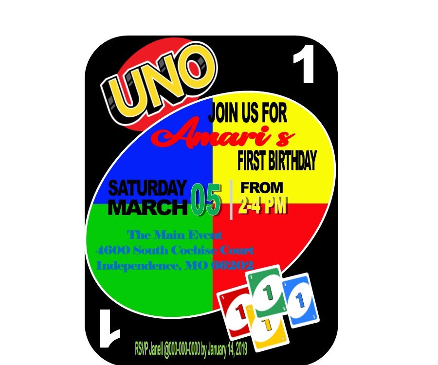 Uno Invitation Etsy