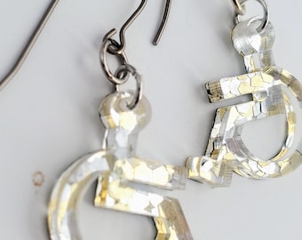PAPARAZZI GLITTER wheelchair earrings, disability pride