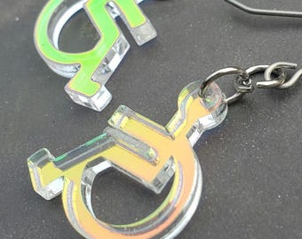 Iridescent wheelchair earrings, disability pride