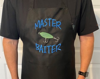 Funny Fishing Apron for Men, Master Baiter Gift