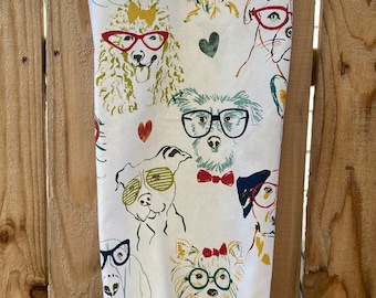 Handmade Grocery Bag Holder, Dog Print Kitchen Organizer
