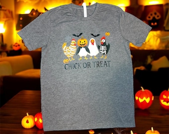 Chick or Treat T-Shirt, Farmhouse Halloween, Trick or Treat Shirt, Chicken Halloween Tee