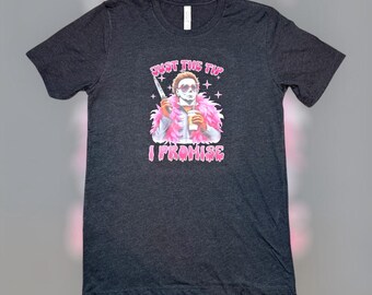 Just the Tip...I Promise Jason Halloween T-shirt, Horror Fan Tee, Dark Humor Gift, 80's Horror Shirt
