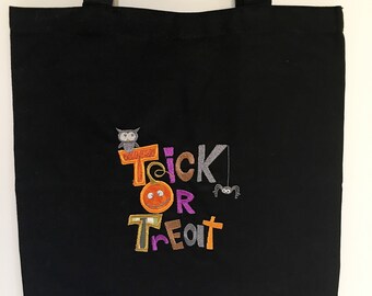 Embroidered Halloween Canvas Trick-or-Treat Bag