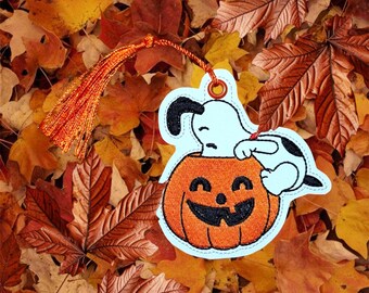 Pumpkin Beagle Bookmark, Peanuts Bookmark, Halloween Bookmark