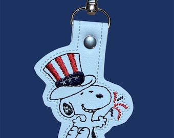 Patriotic Beagle Key Chain, 4th of July Key Chain