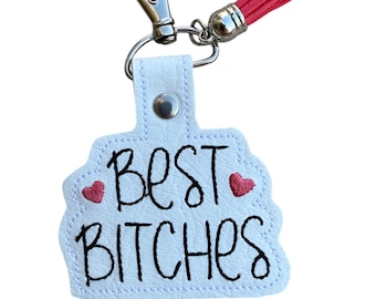 Best Bitches Keychain, Marine Vinyl Bestie Gift with Tassel