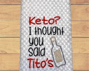 Funny Embroidered Bar Towel, Tito's Vodka, Hostess Gift