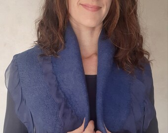 Bufanda grande de gasa de seda afieltrada cuello modular de lana nuno femenino y elegante teñido vegetal