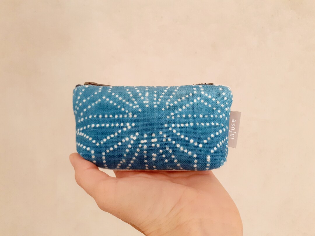 Small Pouch Purse Natural Indigo Katazome Dotted Etsy