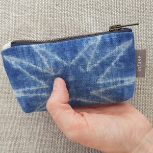 Monedero pequeño Natural Indigo reserva pespunte estrella
