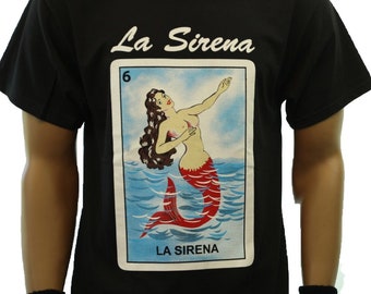 Mens Graphic T-Shirts La Sirena Loteria Borracho Mexico Fashion Casual Mexican Card Game Printed Humor Black Tee