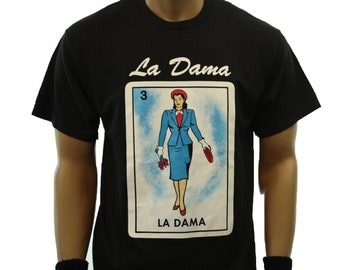 La Dama Loteria Mexico Fun Graphic T-Shirts Fashion Casual Borracho Mexican Card Printed Humor Hip Hop Urban Tee
