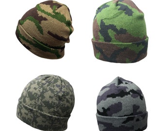 Mens Camouflage Beanie Military Style Everyday Wear Outdoor Fishing Hunting Hat