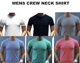 Mens Classic Shirt Fit Round Crew Neck Tee Casual Wear Short Sleeve Everyday Muscle Gym Fashion Black White Gray Red Green Blue